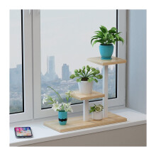 Plant Stand White Walnut Wooden Indoor Corner Shelf for Multiple Pots and Balcony Display