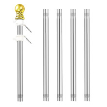 6 Ft Sectional Flag Pole Kit Outdoor Wall Mounted Stainless Steel 360 Degree Tangle Heavy Duty Garden Yard
