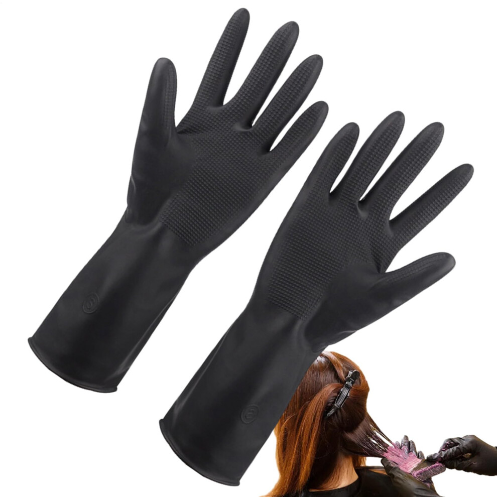 Latex Gloves for Hair Dyeing Waterproof AntiSlip Textured Grip Reusable Salon Home Use L Size
