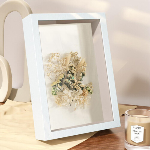 Box Frames White Picture Frame 5x7 Inches Deep Shadow Box for Display, White430, Depth 3 cm, Wall or Tabletop