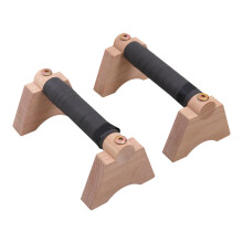 Wood Push Up Bar Parallettes Set 2 Pack Push Up Handles Stands Khaki Size L For Fitness Gymnastics