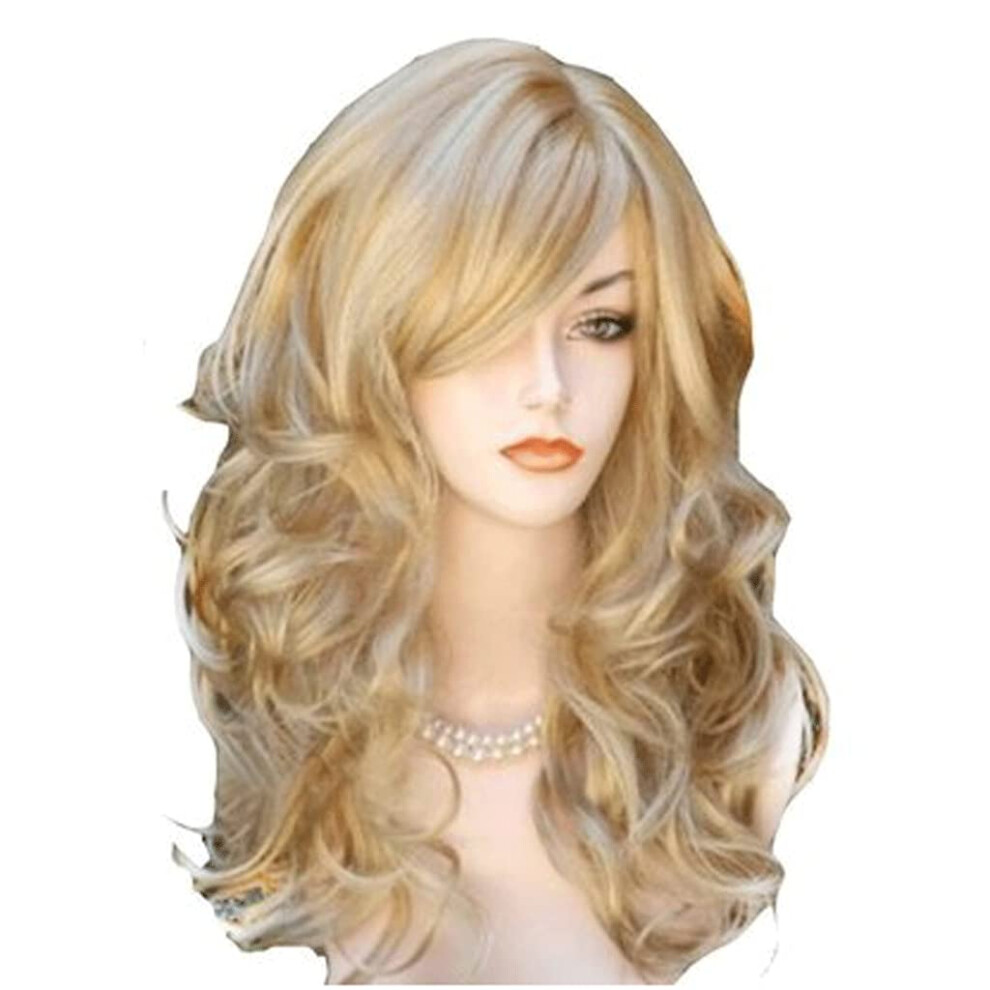Unisex Refrescante Long Curly Wigs With Side Part Bangs Synthetic Naturallooking Cosplay Wig 24/60Cm Adjustable