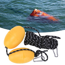 White Black Kayak Leash Rope with Floating Ball & Steel Hook