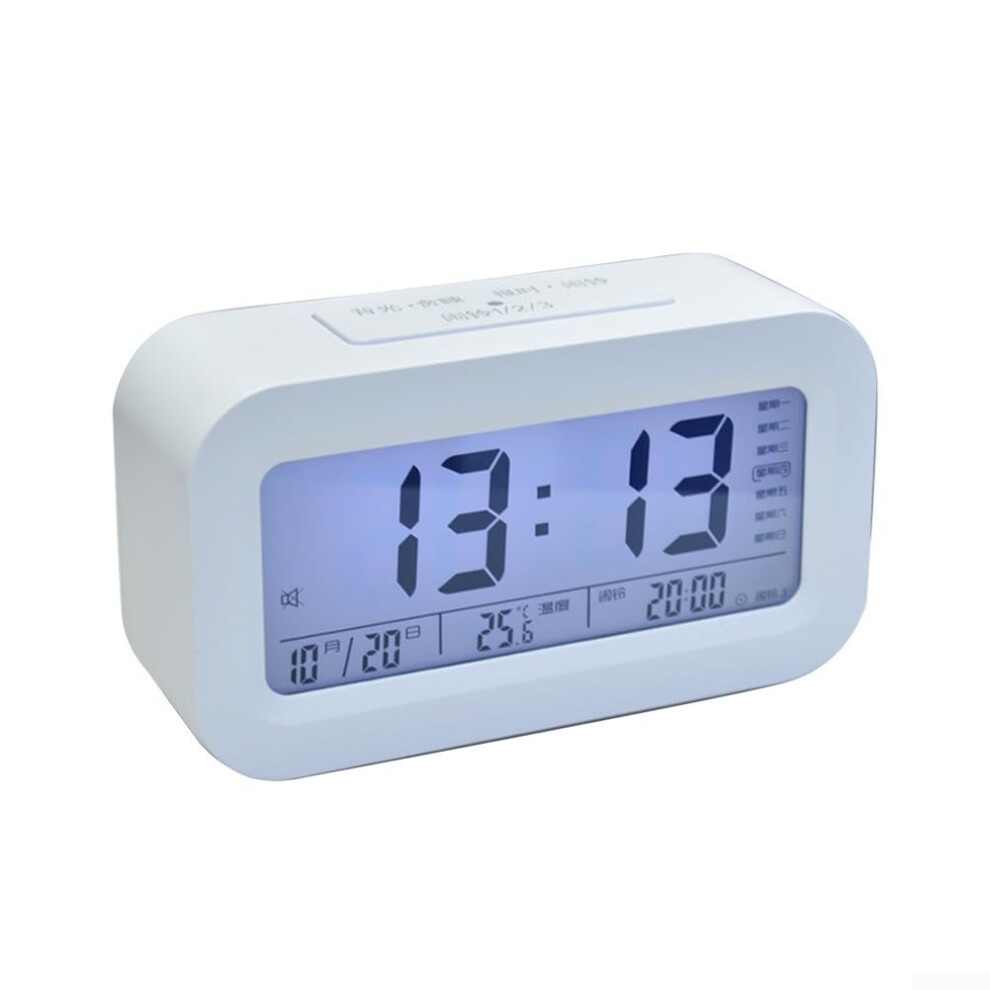 Digital Alarm Clock Bedside Display Clock With Adjustable Alarm 12/24 Hour Snooze White
