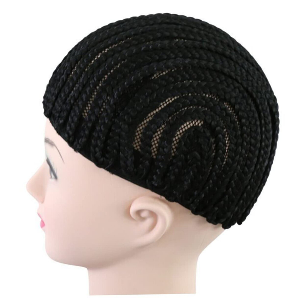 Unisex Black Elastic Cornrow Wig Cap For Braiding Wigs Crochet Mesh Cap Soft Stretchable Hairnet Size M