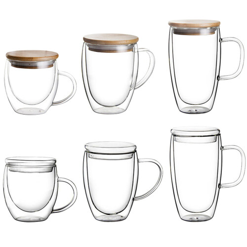Transparenter doppelwandiger Kaffeebecher 250ml-450ml, 3 Größen 1