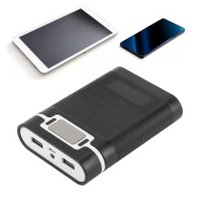 Étui portable avec double port USB pour batterie, compatible avec 4 cellules 18650, 11,5 cm, noir