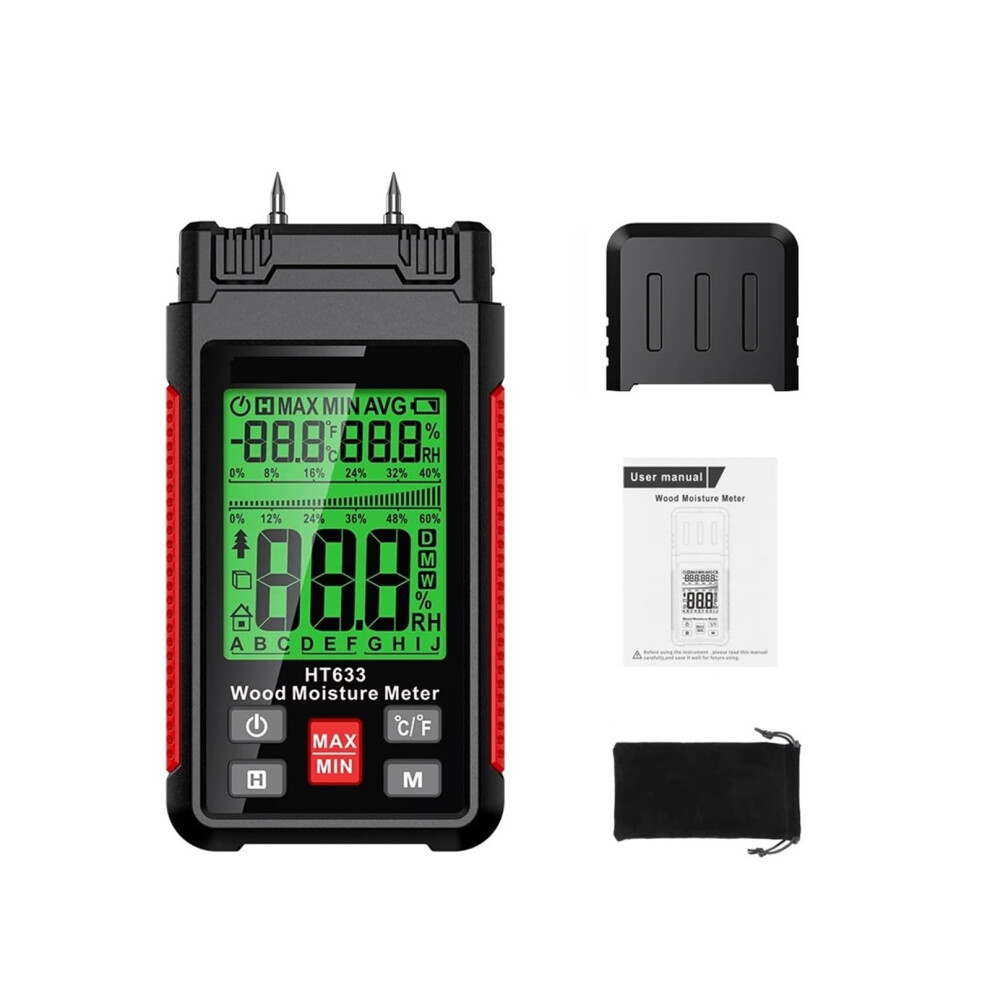 Moisture Meter Pintype Wood Digital Detector Timber Hygrometer For Firewood Lumber Bricks 9189345494482
