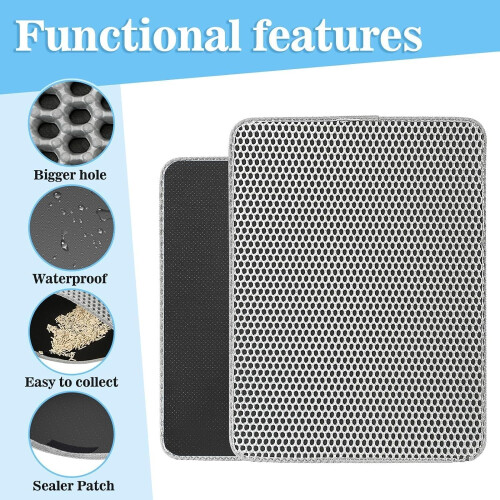 Waterproof Double Layer Mat 60x45cm Litter Box Liners Honeycomb Design Scatter Control 2