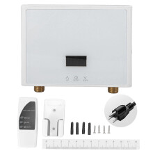 LCD Touch Screen Control, Instant Hot Water Heater for Kitchens, Bathrooms, Showers, Public Toilets, Water and Electricity Separation, White, 110V