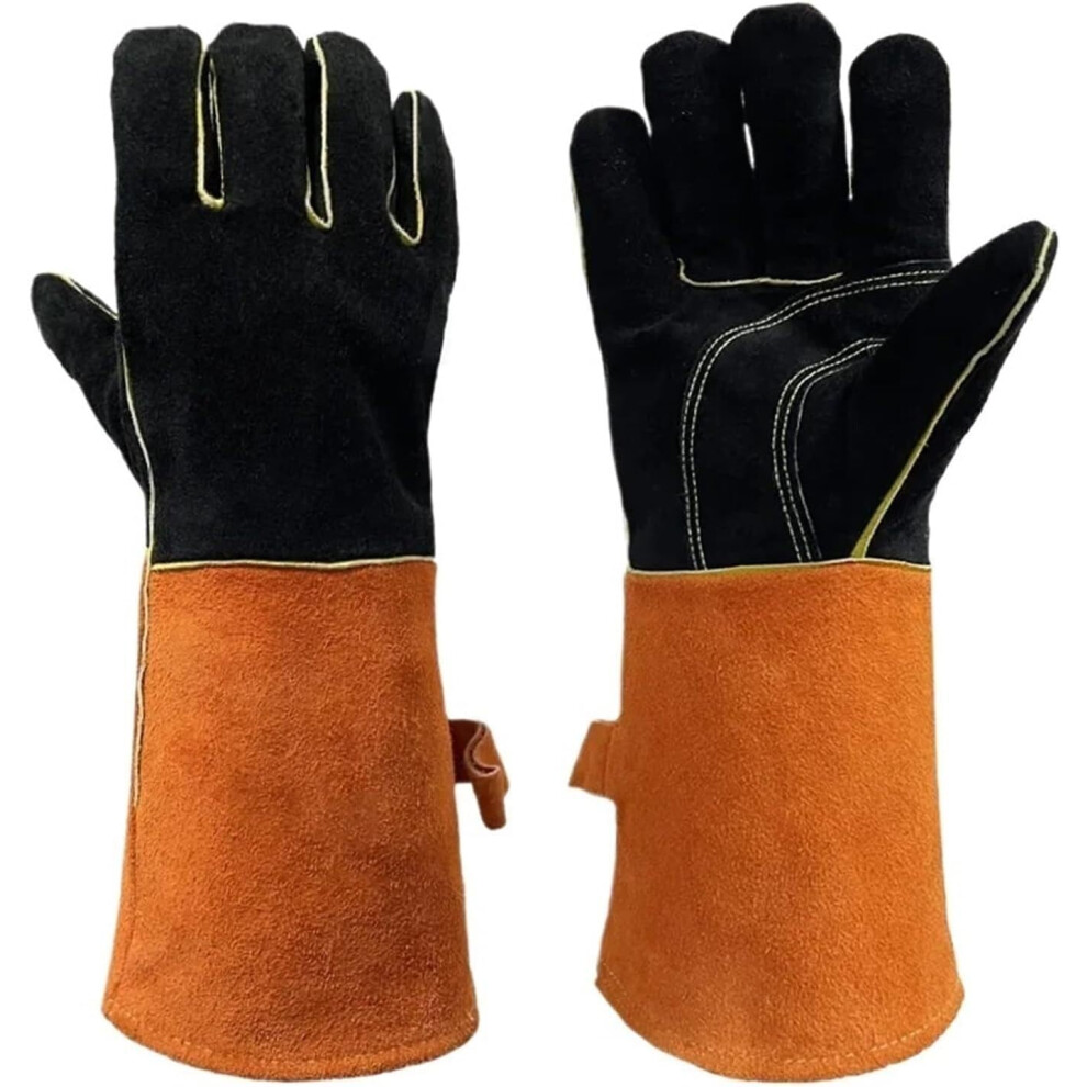 Welding Gloves Leather Welder Gloves For Onsite Work, Thickened Wearresistant Labor Protection, One Size, Tangerine 9382693146045