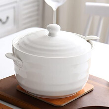 Large Ceramic Soup Tureen with Lid and Ladle, Oven Safe Casserole Dish with HeatResistant Handles