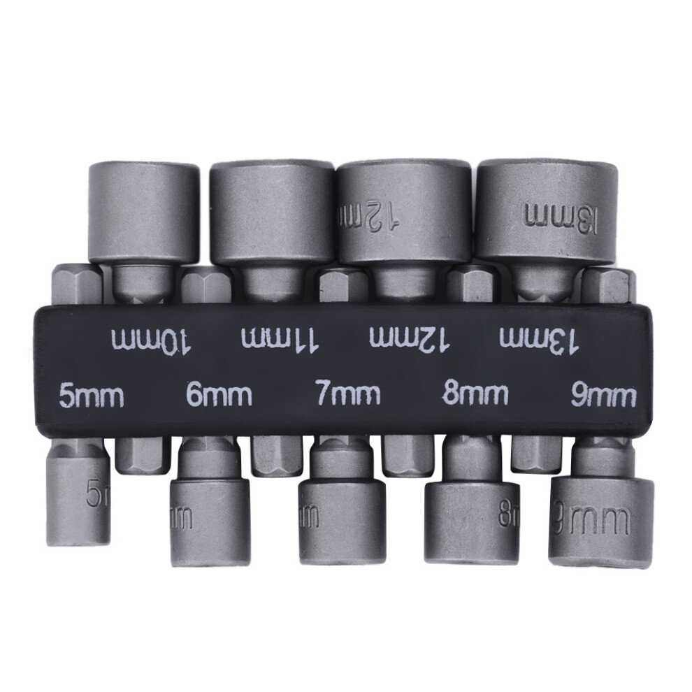 9X/Set 513 Mm Hex Socket Sleeve Nozzle Nut Driver Set 9Piece Metric Tool Kit 9199774907385