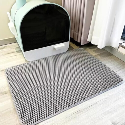 Cat Litter Mat Double Layer Design Durable Plastic Litter Box Mat Khaki 2