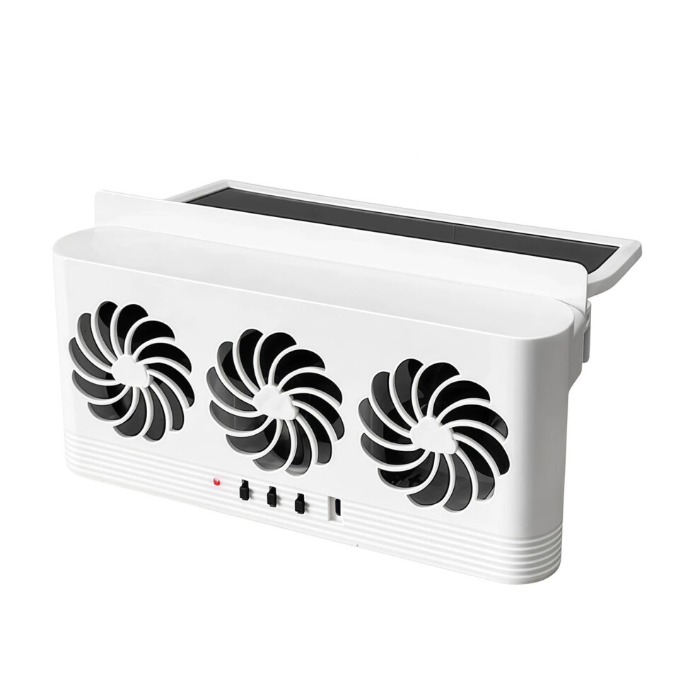 Solar Vehicle Ventilation Systems Triple Airflow Fans Odor Removal Radiator Cooling Usb Charging Solar Power White 9189345495281