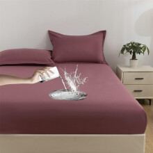 Bedding Set Red Brown Solid Color Washed Cotton 79 X 55 Inches With 2 Pillowcases All Season 140x200cm30cm