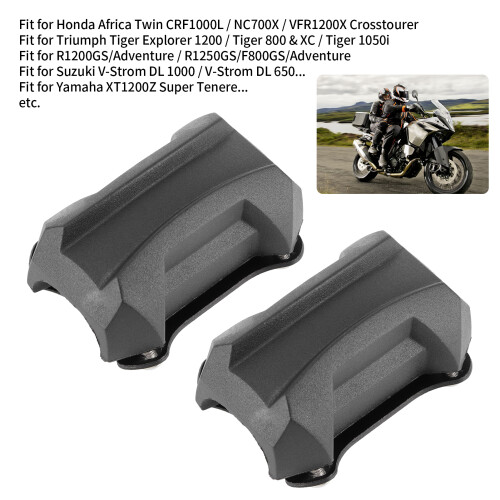 Motorcycle Bumper Guard Rubber Protector 80x55mm Black for 25mm Bars 2