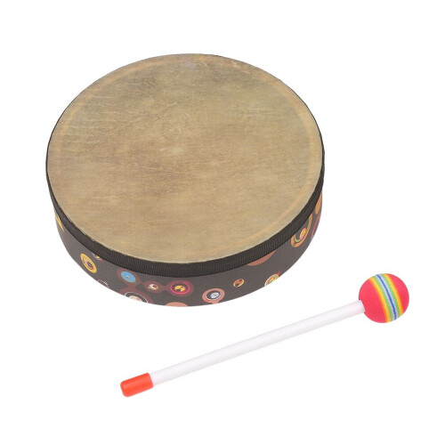 Tambour à main Orff 8 po coque PET percussion avec bâton. 1