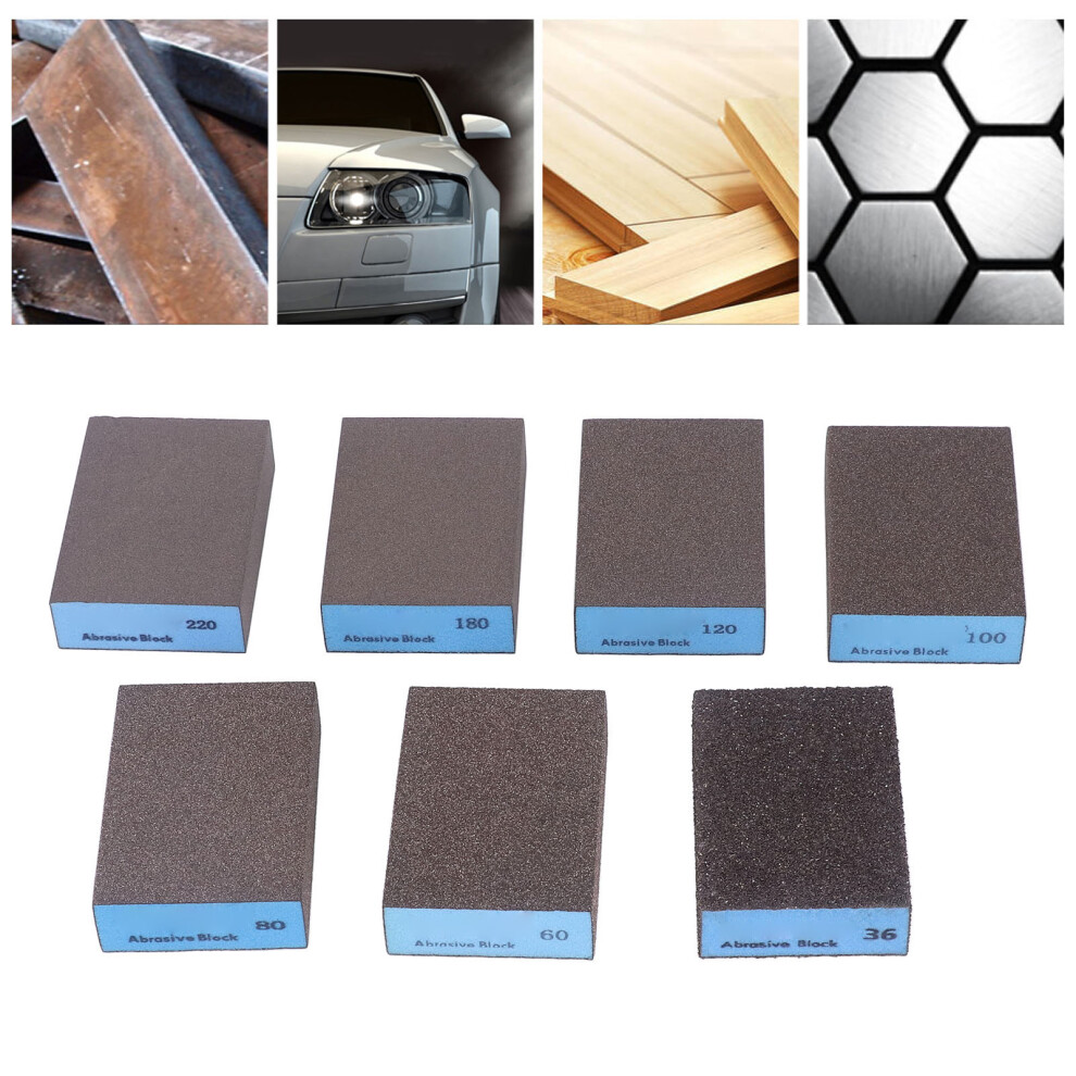 7Pcs Sanding Sponge Set 36-220 Grit Wet Dry Block Tools For Carpentry Finishing 4661374832701