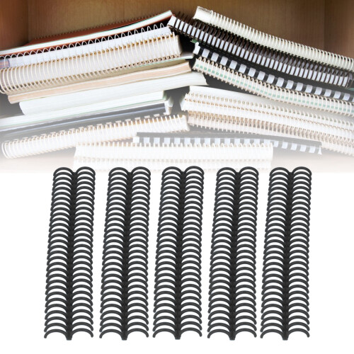 10 Pcs Black Plastic Loose Leaf Binding Spines 22mm 30 Holes