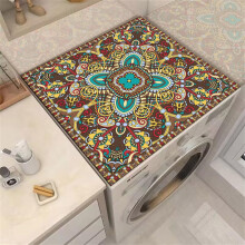 Mandala Style Washer and Dryer Mat Protector Absorbent Silicone AntiSlip 70x80cm Yellow Green