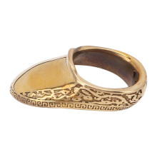 17mm Brass Archery Thumb Ring with Engraving & Anti-Lost Rope