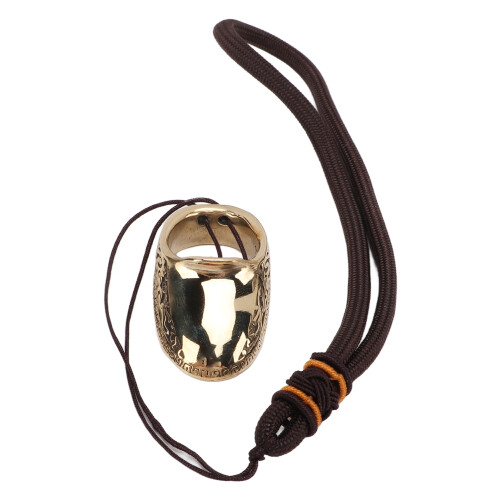 19mm Copper Archery Thumb Ring with Anti-Lost Rope & Engraving Pattern 1
