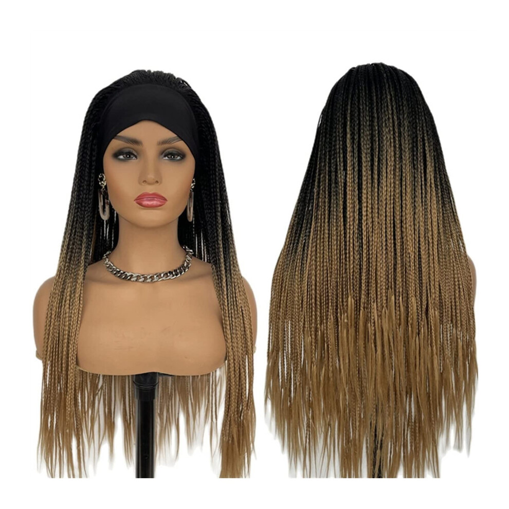 Unisex Black Wig Braided Headband Wig For Women 24 Inch Box Braided Crochet Hair Twist Synthetic Cornrow Braid Color T1b271
