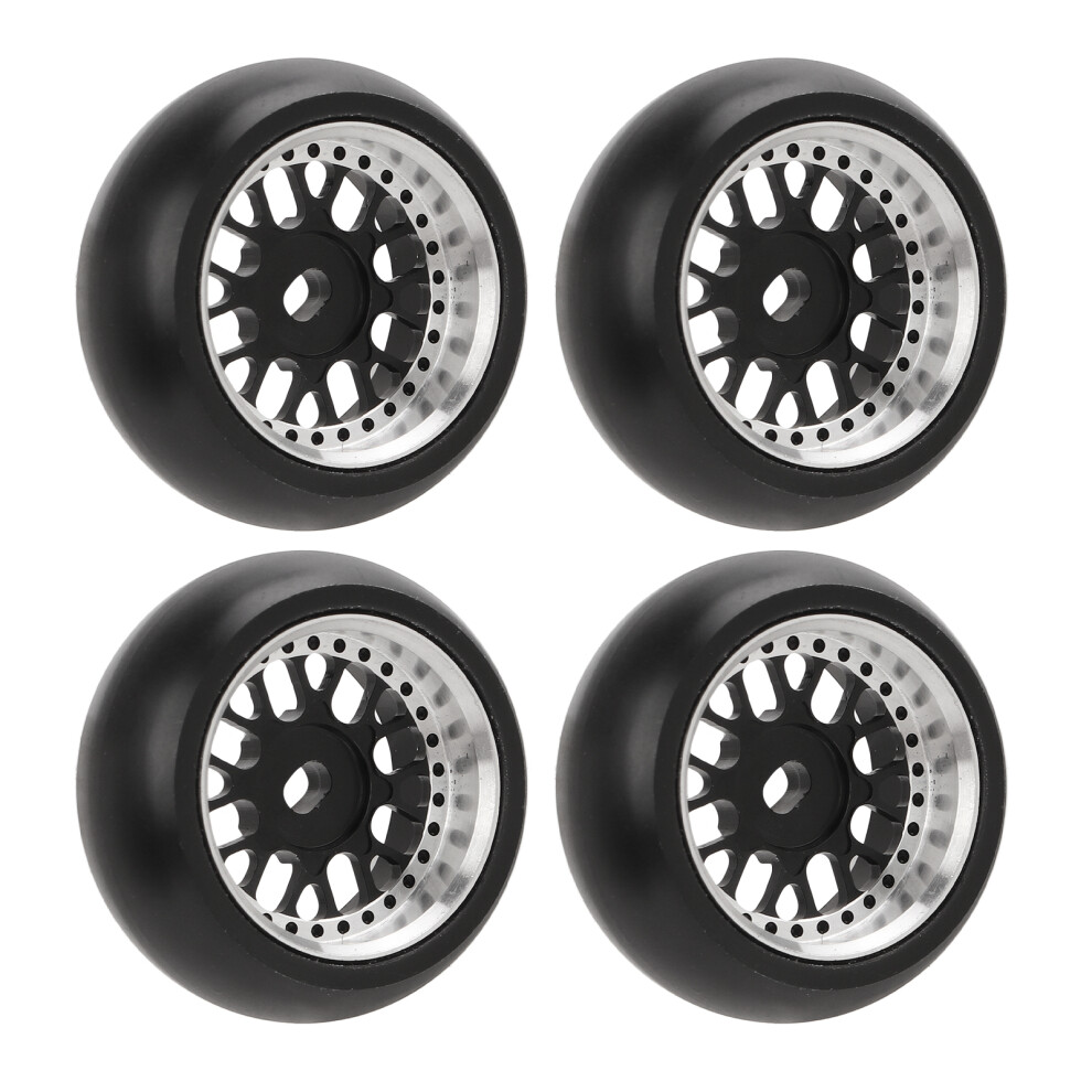 4Pcs Aluminum Rc Drift Tires For 1/28 Cars, 27Mm Diameter Black 3611374834046