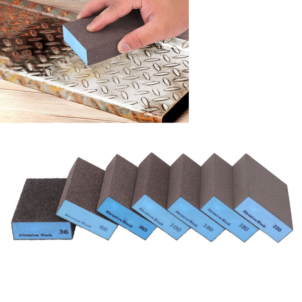 7Pcs Sanding Sponges Grits 36-220 Wet Dry Sander Block Tool Kit 4691374836409