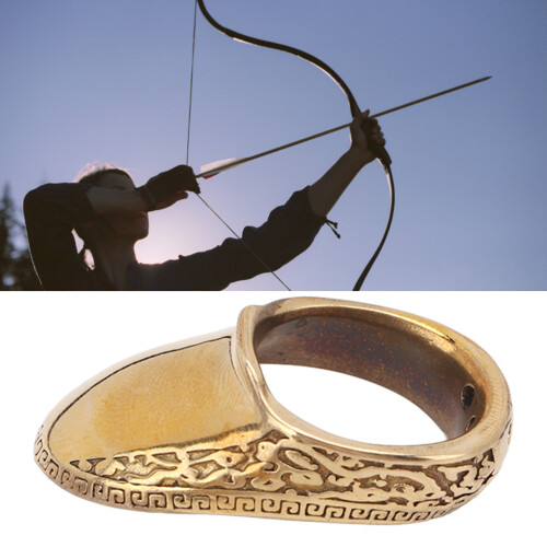 Copper Archery Thumb Ring Protector with Anti-Lost Rope, 17mm 2