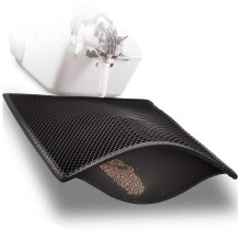 Litter Mat For Litter Box 24x35 In And 26x46 In Honeycomb Double Layer Litter Catcher Mat Waterproof Anti Slip Black