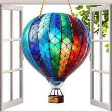 Sun Catcher Cute Rearview Mirror Ornament, Flat Acrylic Hot Air Balloon Car Decor, Wall Decoration Hangable