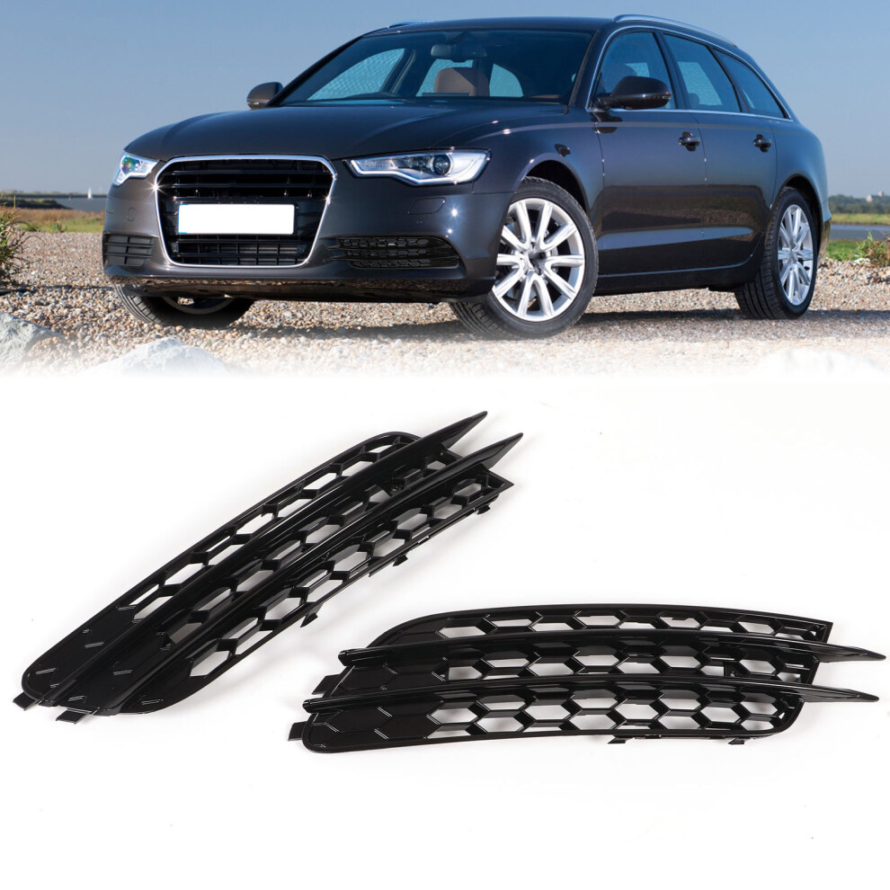 Rs6 Style Glossy Front Fog Lamp Grilles For A6 C7 Black 6901374841814