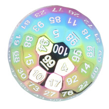 Compact D100 Polyhedron Dice 5cm with Clear Numbers & Velvet Storage