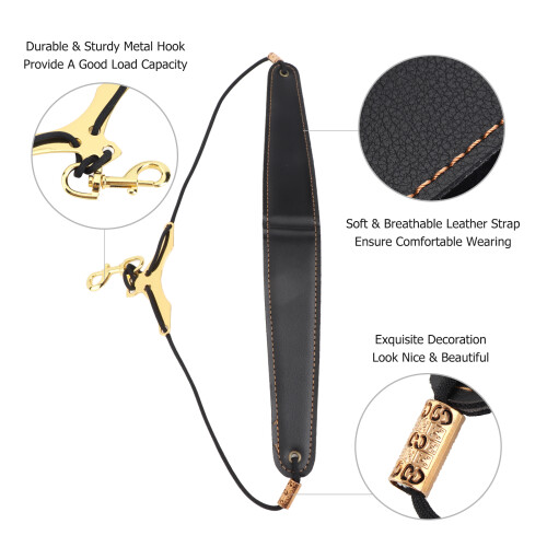 Breathable Leather Adjustable Sax Strap with Metal Hook for Comfort 1
