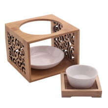 Houten Bamboe Holle Geurlamp Olie-Oven Aromabrander Kaarshouder Elegante en Aantrekkelijke Thuiskantoordecoratie