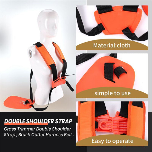 Double Shoulder Strap Grass Trimmer Brush Cutter Harness Belt Garden Power Pruner Yellow 1