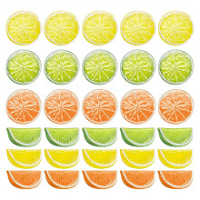30Pcs 2in Artificial Lemon Slices,Simulation Decorative Fake Fruit Wedding Ornament Festival Decor Photography Props