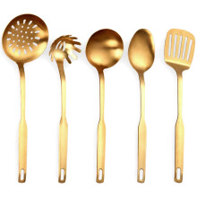 Edelstahl KüChen Utensilien 5 Teiliges Koch Kellen Set, KüChen Werkzeug Set, Gold