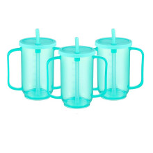 3 Pcs Adult Sippy Cups for Elderly, 12 Oz Plastic Spill Proof Cups for Adults Hospital Disabled Dysphagia Patients