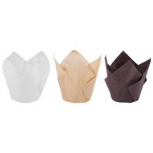 200 St Tulpan Cupcake Baking Cups, Muffins Baking Liners Hållare, Rustik Cupcake Wraper, Brun, Vit och Nature Color