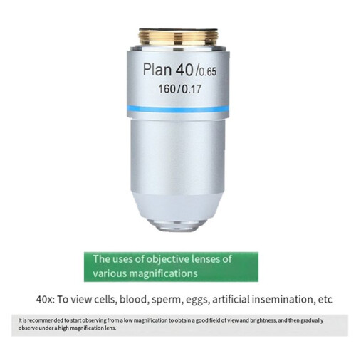 Biological Microscope 195 Plan Achromatic Objective Lens 40X RMS Thread 160/0.17 195mm 1