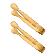 Gold Stainless Steel Ice Tongs with Adjustable Handle for Kitchen Bar Parties and Home Bartenders
