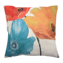 Vlas Vierkant Decoratief Sierkussen Case Kussenhoes Betoverende Mooie Driekleur Rood Geel Blauw Papaver Bloemen Cadeau Verjaardag Dag Cadeau 45X45Cm