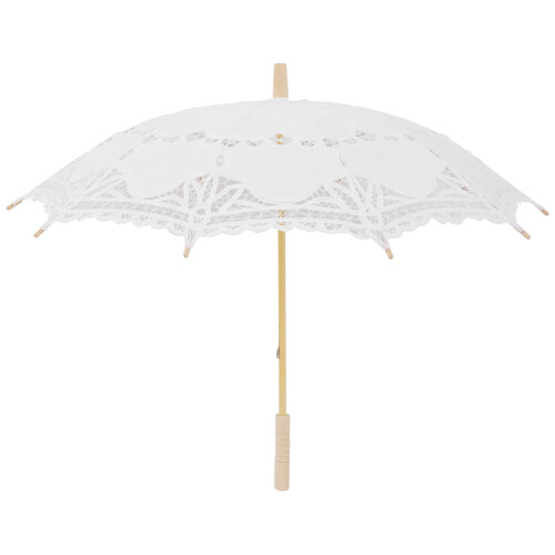 80 Cm Viktoriansk Spetsbroderi BröLlopsparaply Brudparasoll, Vit
