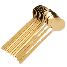 12 Stueck / Set Runde Kaffeeloeffel Edelstahl Teeloeffel Zucker Dessert Loeffel Eiscreme Suppenloeffel Kueche Zubehoer (Gold)