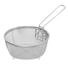 1 Stuks Rvs Bak Manden Hete Olie Bakken Gebakken Mand met Enkel Handvat Mesh Noodle Dumplings Voedsel Vergiet