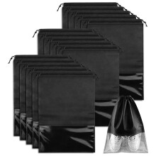 15 STÜCKE Reise Schuh Beutel, Tragbare Kordelzug Schuhe Aufbewahrungs Beutel Vlies Staubdicht Beutel Platzsparender Organisator Schwarz