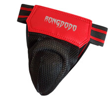 Boxing Groin Protector for Men Professional PU Leather Guard for Martial Arts and Muay Thai Red S